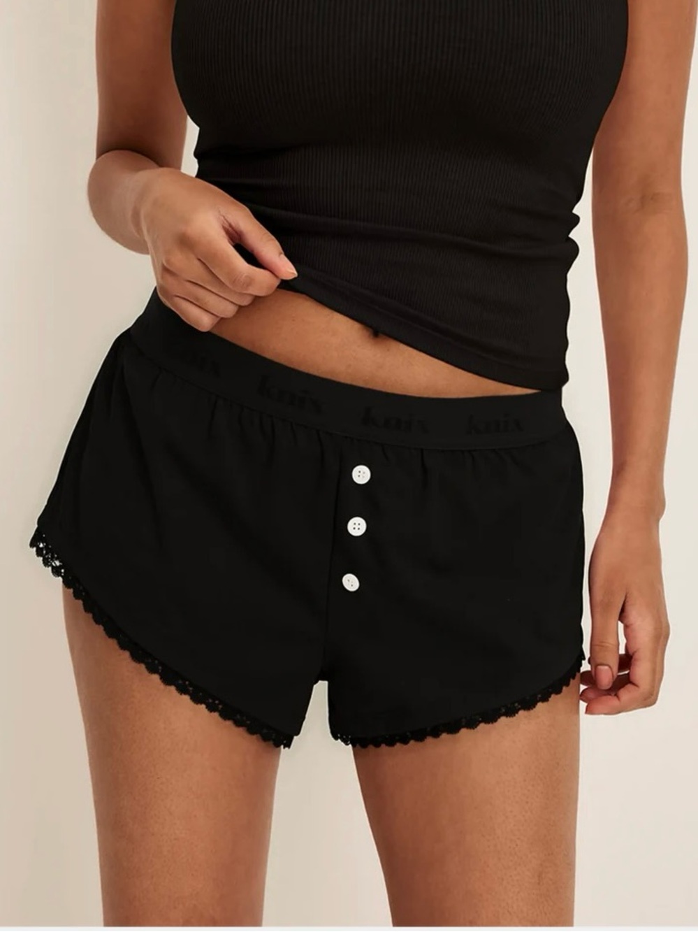 Knix leakproof Black Lace-Trim Boxer Shorts - Picture 2 of 6